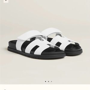 Hermes White and Black Sandals